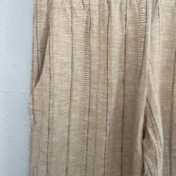 Anthropologie Drew Linen Blend Wideleg Side Split Tan Pants | Size XS - Picture 4 of 7